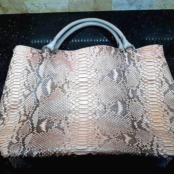 UNBELIEVABLE PYTHON SNAKESKIN GENUINE! tote bag - Picture 4 of 9